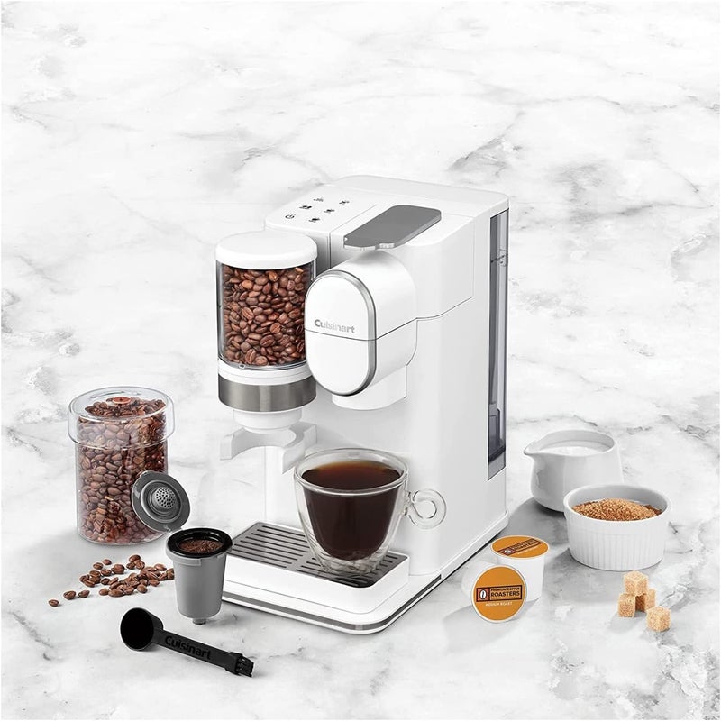 Cuisinart صانعة القهوة الفردية + مطحنة القهوة بحجم 8 أونصة، 10 أونصة، و 12 أونصة، متوافقة مع كبسولات القهوة الفردية، خزان قابل للإزالة بسعة 48 أونصة، من الفولاذ المقاوم للصدأ، DGB-2W - Image 4